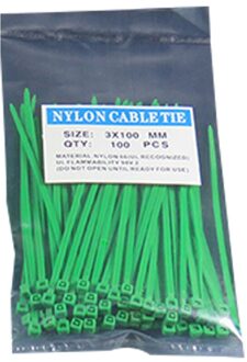 100 Stks/pak 3*100Mm Zelfblokkerende Plastic Nylon Kabelbinders Kleurrijke Nationale Standaard Herbruikbare Nylon kabel Tie Set groen