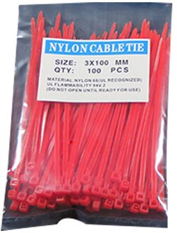 100 Stks/pak 3*100Mm Zelfblokkerende Plastic Nylon Kabelbinders Kleurrijke Nationale Standaard Herbruikbare Nylon kabel Tie Set Rood