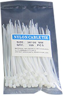 100 Stks/pak 3*100Mm Zelfblokkerende Plastic Nylon Kabelbinders Kleurrijke Nationale Standaard Herbruikbare Nylon kabel Tie Set wit