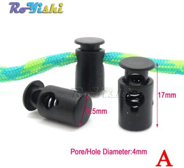 100 Stks/pak Cord Lock Toggle Clip Stopper Plastic Black Voor Tassen/Kleding C0010-B1