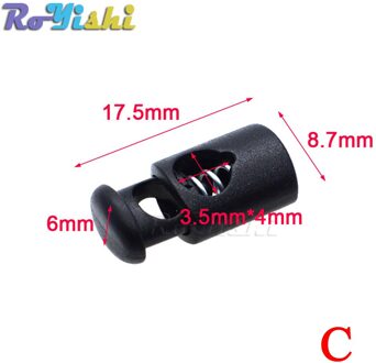 100 Stks/pak Cord Lock Toggle Clip Stopper Plastic Black Voor Tassen/Kleding C0012-B1