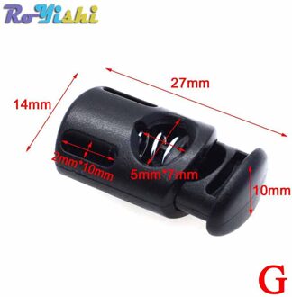 100 Stks/pak Cord Lock Toggle Clip Stopper Plastic Black Voor Tassen/Kleding C0039-B1