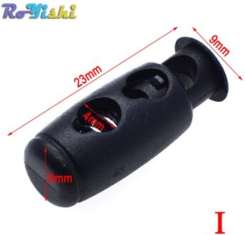 100 Stks/pak Cord Lock Toggle Clip Stopper Plastic Black Voor Tassen/Kleding C0074-B1