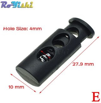 100 Stks/pak Cord Lock Toggle Clip Stopper Plastic Black Voor Tassen/Kleding C0076-B1