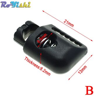 100 Stks/pak Cord Lock Toggle Clip Stopper Plastic Black Voor Tassen/Kleding C0081-B1