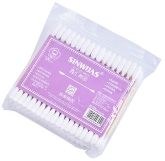 100 Stks/pak Dubbele Hoofd Wattenstaafje Vrouwen Make-Up Wattenstaafjes Tip Wood Sticks Neus Oren Schoonmaken Gezondheidszorg Gereedschap wit
