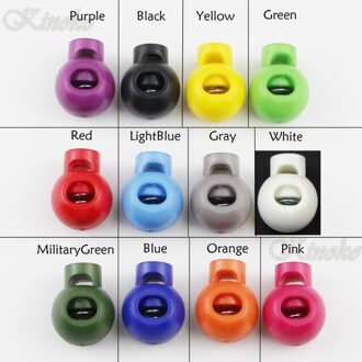 100 stks/pak Gemengde Kleur Plastic Bal Koord Sloten Ronde Toggle Clip Stopper Wijd Voor Rugzak/Kleding/Paracord # A014