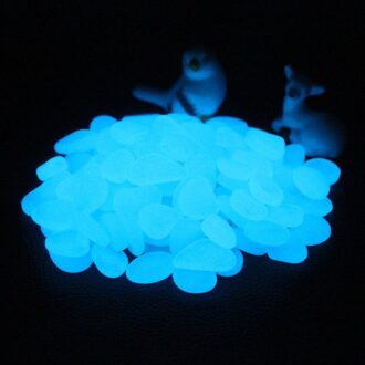 100 stks/pak Glow Pebbles Stenen Thuis Aquarium Tuin Decoratie Lichtgevende Glowing In The Dark Accessoire voor blauw