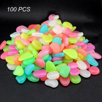100 Stks/pak Glow Pebbles Stenen Thuis Aquarium Tuin Decoratie Lichtgevende Glowing In The Dark Accessoire Voor mix kleur