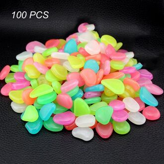 100 Stks/pak Glow Pebbles Stenen Thuis Aquarium Tuin Decoratie Lichtgevende Glowing In The Dark Accessoire Voor mix kleur
