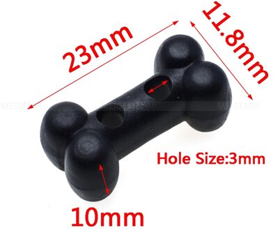 100 stks/pak Plastic Hond Bot Vorm Button Cord Lock Toggle Stopper Zwart