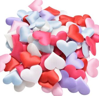 100 Stks/pak Stof Hart Vormige Confetti Bruiloft Gooien Bloemblaadjes Romantische Bruiloft Decoraties 35Mm X 30Mm MULTI