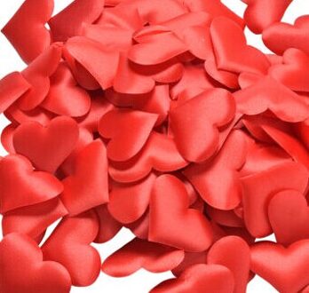 100 Stks/pak Stof Hart Vormige Confetti Bruiloft Gooien Bloemblaadjes Romantische Bruiloft Decoraties 35Mm X 30Mm Rood