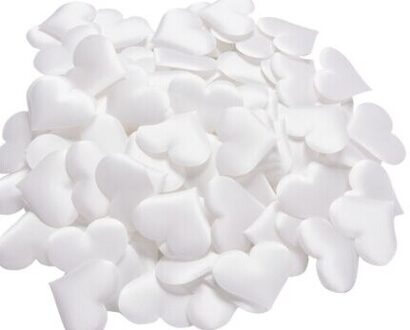 100 Stks/pak Stof Hart Vormige Confetti Bruiloft Gooien Bloemblaadjes Romantische Bruiloft Decoraties 35Mm X 30Mm wit