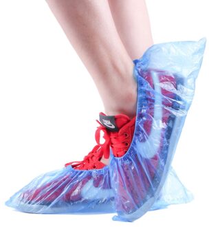 100 Stks/pak Wegwerp Schoen Cover Plastic Dikke Outdoor Regenachtige Dag Tapijt Reinigen Blauw Waterdichte Schoen Covers Thuis