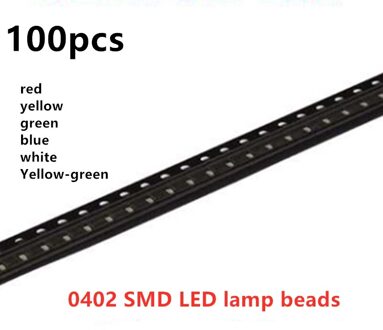 100 Stks/partij 0402 Smd Led Rood, Geel, Blauw, Groen, Wit Licht, hoge Helderheid Light-Emitting Diode Lamp Kralen rood-100stk