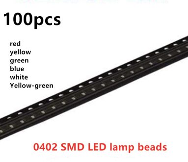 100 Stks/partij 0402 Smd Led Rood, Geel, Blauw, Groen, Wit Licht, hoge Helderheid Light-Emitting Diode Lamp Kralen wit-100stk