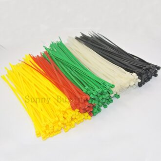 100 stks/partij 8 "3.6X200 MM Nylon Plastic Kabelbinders Zip Fasten Wire Wrap Band Groen geel
