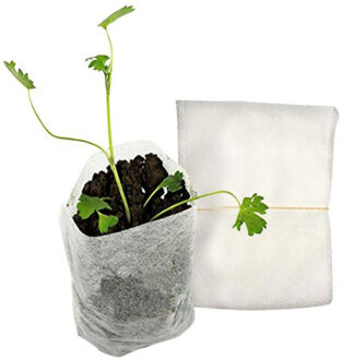 100 Stks/partij Biologisch Afbreekbaar Non-woven Kwekerij Zakken Plant Groeien Zakken Stof Zaailing Potten Milieuvriendelijke Beluchting Planten Zakken Ha 7x9cm