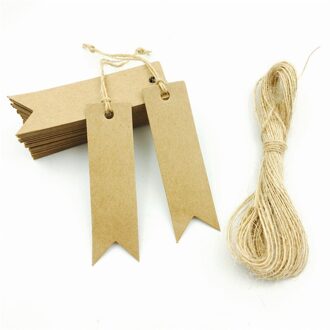 100 Stks/partij Bruin Kraftpapier Tags Diy Mini Voedsel Etiket Craft Hand Tekenen Tags Wedding Card Strings 7*2cm bruin met string