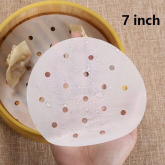 100 Stks/partij Lucht Friteuse Stoomboot Liners Premium Geperforeerde Houtpulp Papers Non-stick Stomen Mand Mat Bakken Koken Tools 7 duim