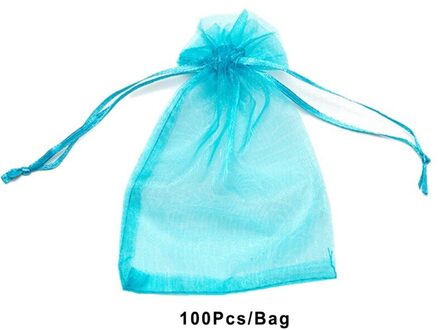 100 Stks/partij Organza Bags (13X18Cm) transparante Sneeuw Garen Zak Koord Zakjes Sieraden Verpakking Wedding Party Bags Blauw