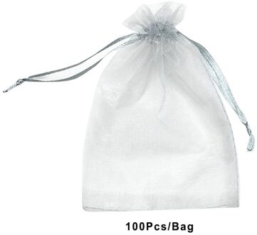 100 Stks/partij Organza Bags (13X18Cm) transparante Sneeuw Garen Zak Koord Zakjes Sieraden Verpakking Wedding Party Bags Grijs