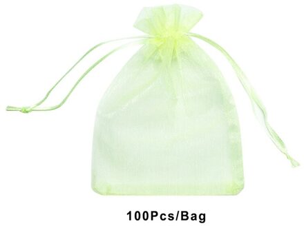 100 Stks/partij Organza Bags (13X18Cm) transparante Sneeuw Garen Zak Koord Zakjes Sieraden Verpakking Wedding Party Bags groen