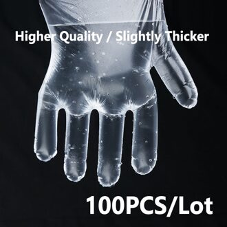 100 Stks/partij Transparante Wegwerp Handschoenen Eenmalige Plastic Handschoenen Restaurant Bbq Milieuvriendelijke Pe Handschoenen Keuken Tuin Voedsel Handschoenen 1 Lot