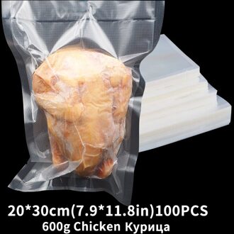 100 Stks/partij Vacuüm Zakken Voor Voedsel Bpa-vrij Opslag Film Verwarmd & Diepvrieszakjes Keuken Food Grade Verpakking Zak voor Vacuüm Sealer 20-30cm100pcs