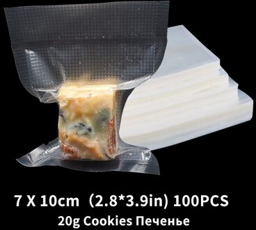100 Stks/partij Vacuüm Zakken Voor Voedsel Bpa-vrij Opslag Film Verwarmd & Diepvrieszakjes Keuken Food Grade Verpakking Zak voor Vacuüm Sealer 7-10cm100pcs