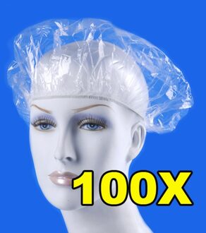 100 Stks/partij Wegwerp Douche Caps Hoed Badmutsen Hotel One-Off Elastische Douche Cap Clear Kapsalon Badkamer Producten bad Caps 50 stk