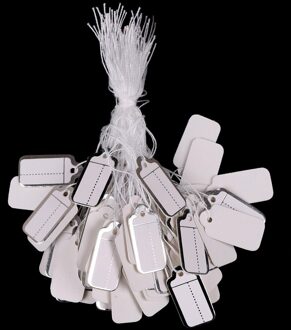 100 Stks/partij Zilver/Goud/Wit Diy Prijs Label Rechthoekige Label Tie String Sieraden Kleding Display Merchandise Prijs Tags kaart Sliver