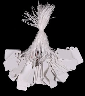 100 Stks/partij Zilver/Goud/Wit Diy Prijs Label Rechthoekige Label Tie String Sieraden Kleding Display Merchandise Prijs Tags kaart