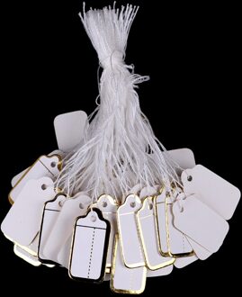 100 Stks/partij Zilver/Goud/Wit Diy Prijs Label Rechthoekige Label Tie String Sieraden Kleding Display Merchandise Prijs Tags kaart