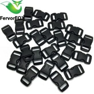 100 stks/partij Zwart plastic 3/8 "/10mm Gebogen Zijsluiting Gebogen Sluiting voor 550 Paracord Survival Bandjes singels