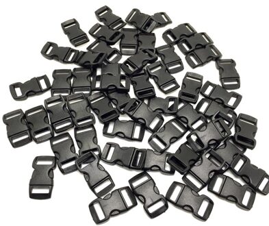 100 Stks/partij Zwarte Plastic 3/8 "/10Mm Gebogen Zijsluiting Gebogen Sluiting Voor 550 Paracord Survival Bandjes singels