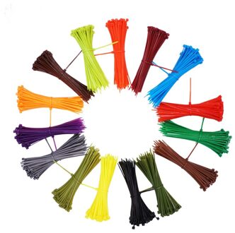 100 Stks/set 3*100Mm Zelfsluitende Nylon Kabelbinders 12 Kleur Plastic Cable Zip Tie Wire Binding wrap Bandjes Sluiting Haak Lus grijs