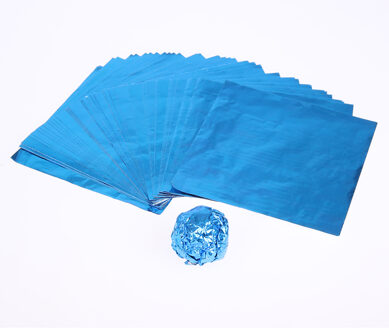 100 Stks/set Aluminiumfolie Snoep Pakket Papier Chocolate Candy Diy Pakket Papier Kunst Ambachten Papier 10X10cm E5M1 Blauw