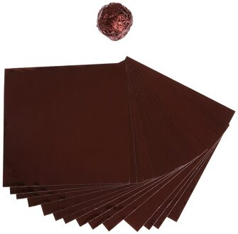 100 Stks/set Aluminiumfolie Snoep Pakket Papier Chocolate Candy Diy Pakket Papier Kunst Ambachten Papier 10X10cm E5M1 Bruin