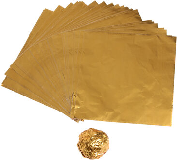 100 Stks/set Aluminiumfolie Snoep Pakket Papier Chocolate Candy Diy Pakket Papier Kunst Ambachten Papier 10X10cm E5M1 Goud