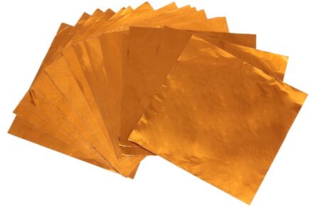 100 Stks/set Aluminiumfolie Snoep Pakket Papier Chocolate Candy Diy Pakket Papier Kunst Ambachten Papier 10X10cm E5M1 Oranje