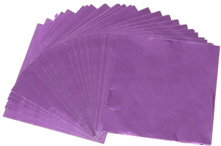 100 Stks/set Aluminiumfolie Snoep Pakket Papier Chocolate Candy Diy Pakket Papier Kunst Ambachten Papier 10X10cm E5M1 Paars
