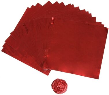 100 Stks/set Aluminiumfolie Snoep Pakket Papier Chocolate Candy Diy Pakket Papier Kunst Ambachten Papier 10X10cm E5M1 Rood