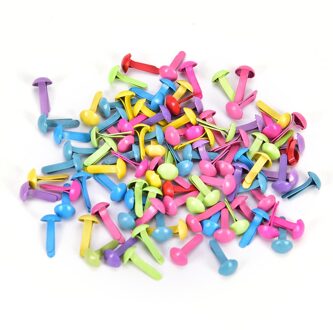 100 Stks/set Brads Gemengde Pastel Ronde Brads Scrapbooking Versiering Fastener Brads Metalen Ambachten Voor Schoenen Decoratie 4.5*8Mm