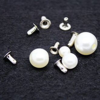 100 stks/set Decoratieve Parels Hand-druk DIY Klinknagels Cap Hoed Bovendeel Kleding bruidssluier Trui Jas Decoratie Kledingstuk Parels wit / 1reeks 10mm (100stk)