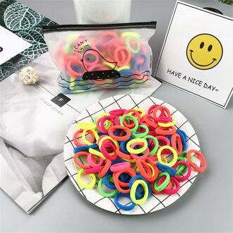 100 Stks/set Kleurrijke Elastische Haarbanden Touw Kinderen Paardenstaart Houder Rubber Hoofdband Kinderen Haaraccessoires 2