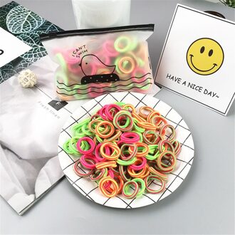 100 Stks/set Kleurrijke Elastische Haarbanden Touw Kinderen Paardenstaart Houder Rubber Hoofdband Kinderen Haaraccessoires 3