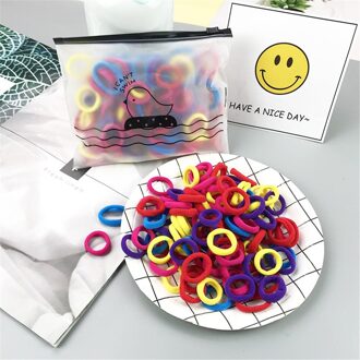 100 Stks/set Kleurrijke Elastische Haarbanden Touw Kinderen Paardenstaart Houder Rubber Hoofdband Kinderen Haaraccessoires 4