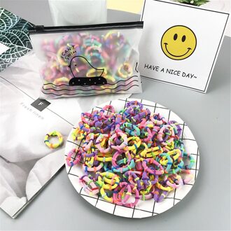 100 Stks/set Kleurrijke Elastische Haarbanden Touw Kinderen Paardenstaart Houder Rubber Hoofdband Kinderen Haaraccessoires 6